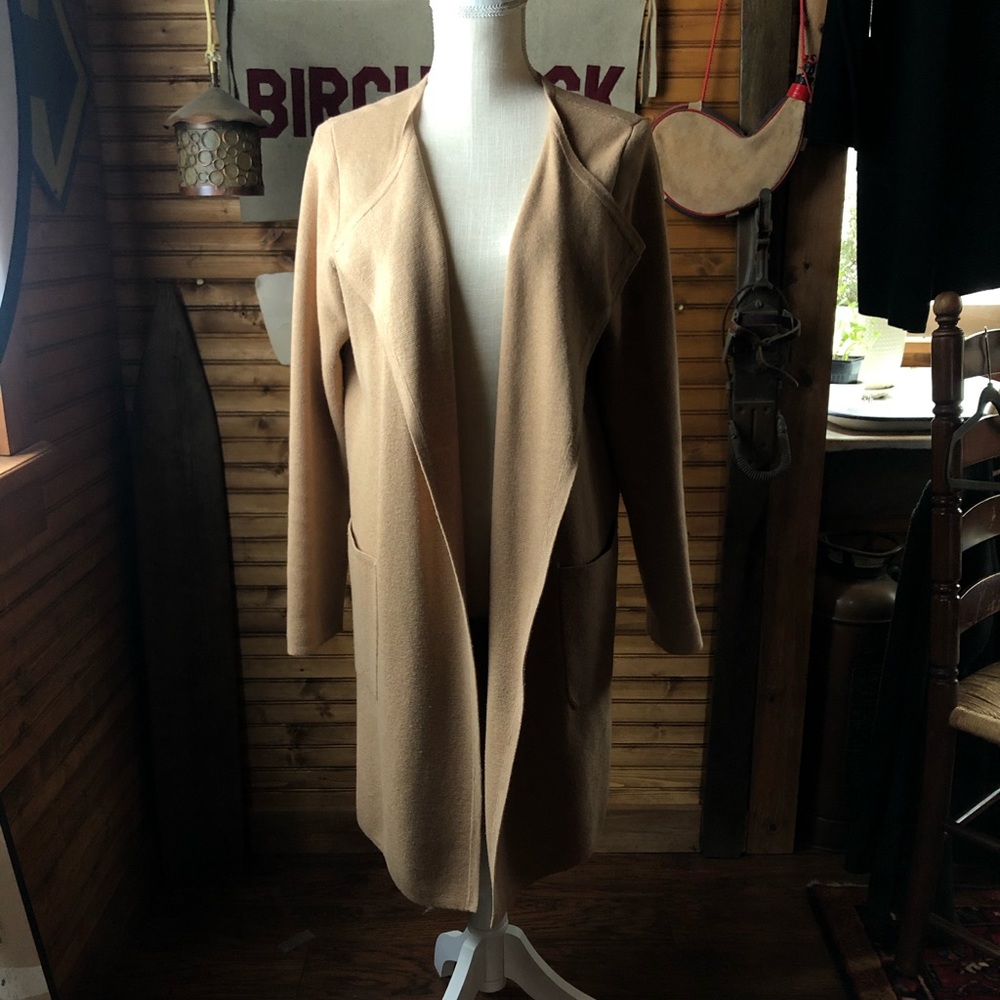 J.CREW Camel Juliette Collarless Sweater-Blazer